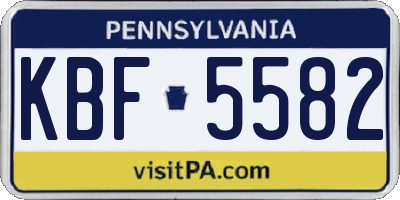PA license plate KBF5582
