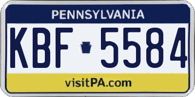 PA license plate KBF5584