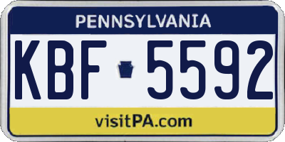 PA license plate KBF5592