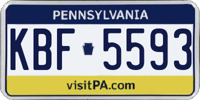 PA license plate KBF5593