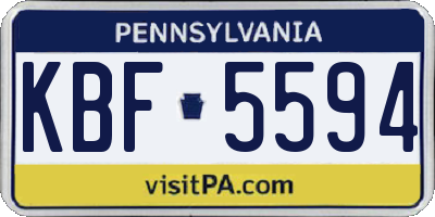 PA license plate KBF5594
