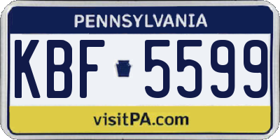PA license plate KBF5599