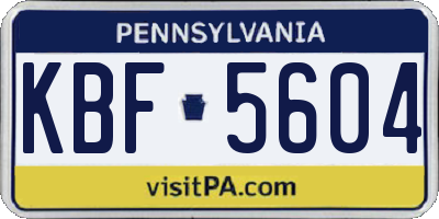 PA license plate KBF5604