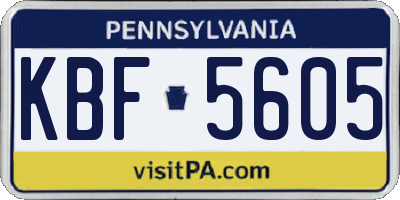 PA license plate KBF5605