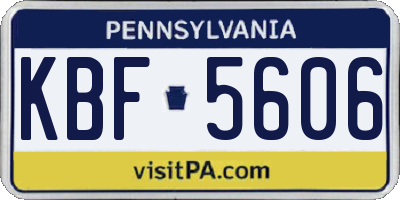 PA license plate KBF5606