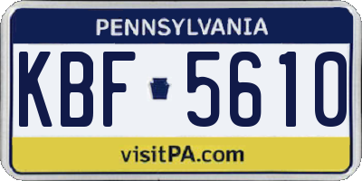 PA license plate KBF5610