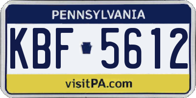 PA license plate KBF5612