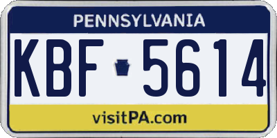 PA license plate KBF5614
