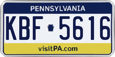 PA license plate KBF5616
