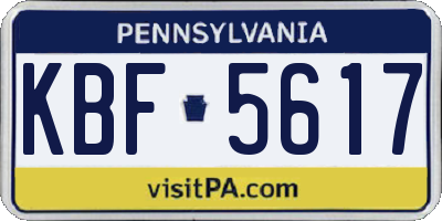 PA license plate KBF5617
