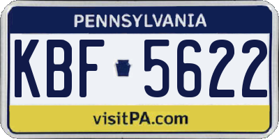 PA license plate KBF5622