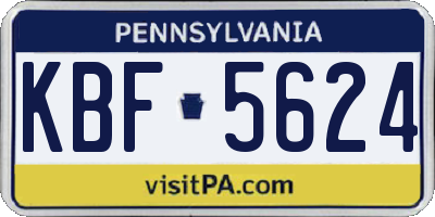PA license plate KBF5624