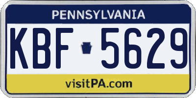 PA license plate KBF5629