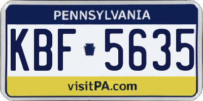 PA license plate KBF5635