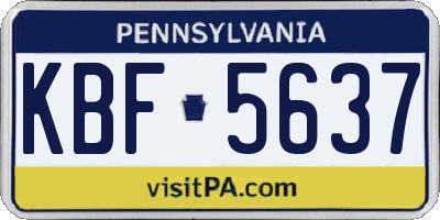 PA license plate KBF5637