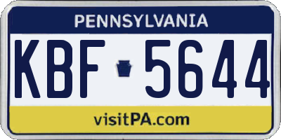 PA license plate KBF5644
