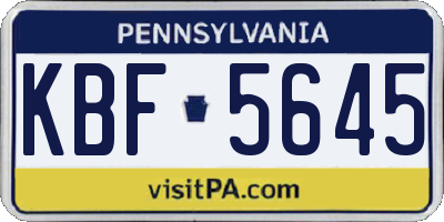 PA license plate KBF5645