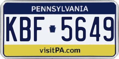 PA license plate KBF5649