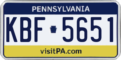 PA license plate KBF5651