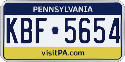 PA license plate KBF5654