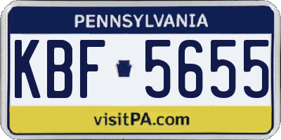 PA license plate KBF5655
