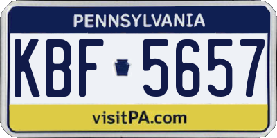 PA license plate KBF5657