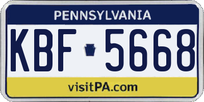 PA license plate KBF5668