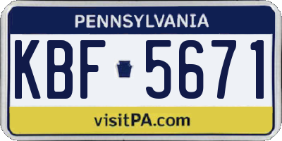 PA license plate KBF5671
