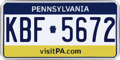 PA license plate KBF5672