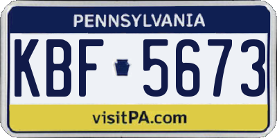 PA license plate KBF5673