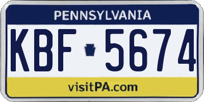 PA license plate KBF5674
