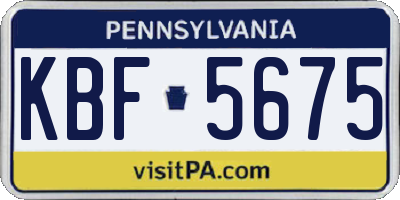 PA license plate KBF5675