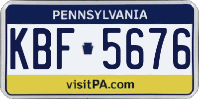 PA license plate KBF5676