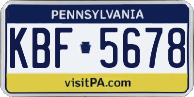 PA license plate KBF5678