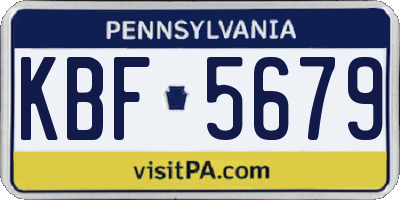 PA license plate KBF5679