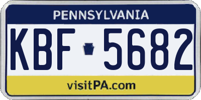 PA license plate KBF5682
