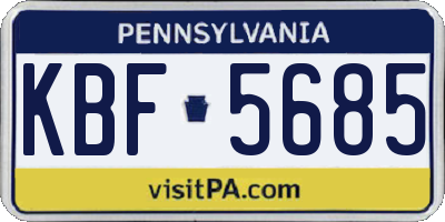 PA license plate KBF5685