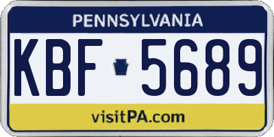 PA license plate KBF5689