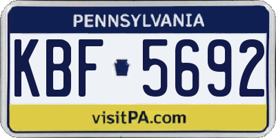 PA license plate KBF5692