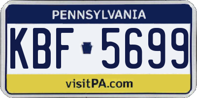 PA license plate KBF5699