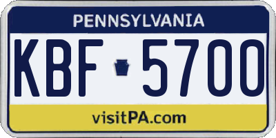 PA license plate KBF5700