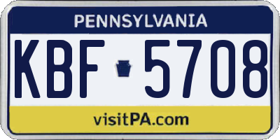 PA license plate KBF5708