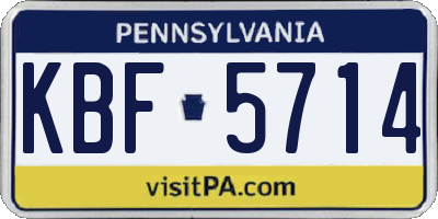 PA license plate KBF5714