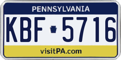 PA license plate KBF5716