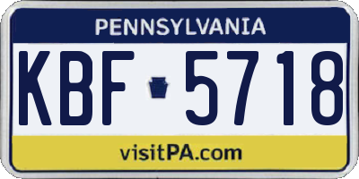 PA license plate KBF5718