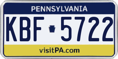 PA license plate KBF5722