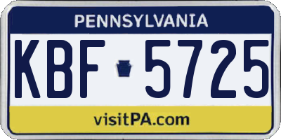 PA license plate KBF5725