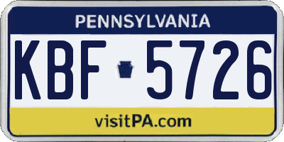 PA license plate KBF5726