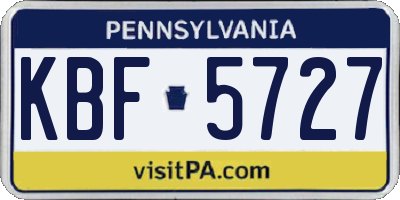 PA license plate KBF5727