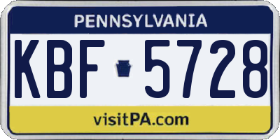 PA license plate KBF5728